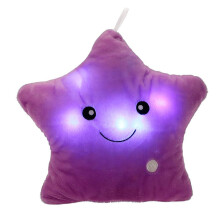 elfishgo Creative Twinkle Glowing Stars Shape Plush Throw Pillow LED Night Light Pillow Cushions Stuffed Toys Gifts for Kids Christmas (Purple)