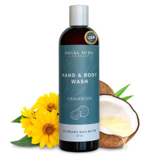 SoCal Suds & Company Bio-Sheabutter-Krperwaschmittel parfmfreie Flssigseife fr Hnde und Krper, feuchtigkeitsspendendes Duschgel-Krperwaschmi