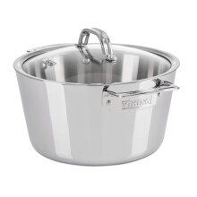 Viking Culinary Contemporary 3-Ply Stainless Steel Dutch Oven  5.2 Quart  Includes Glass Lid  Dishwasher  Oven Safe  Works on All Cooktops includ