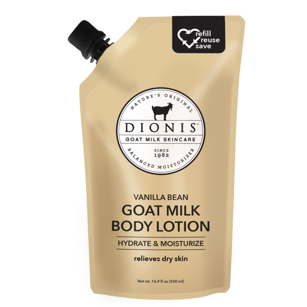 Dionis Goat Milk Skincare Body Lotion 16.9Oz Refill Pouch Cruelty Free Clean Ingredients & Dermatologist Tested Lotion For Dry Skin Hydrating &