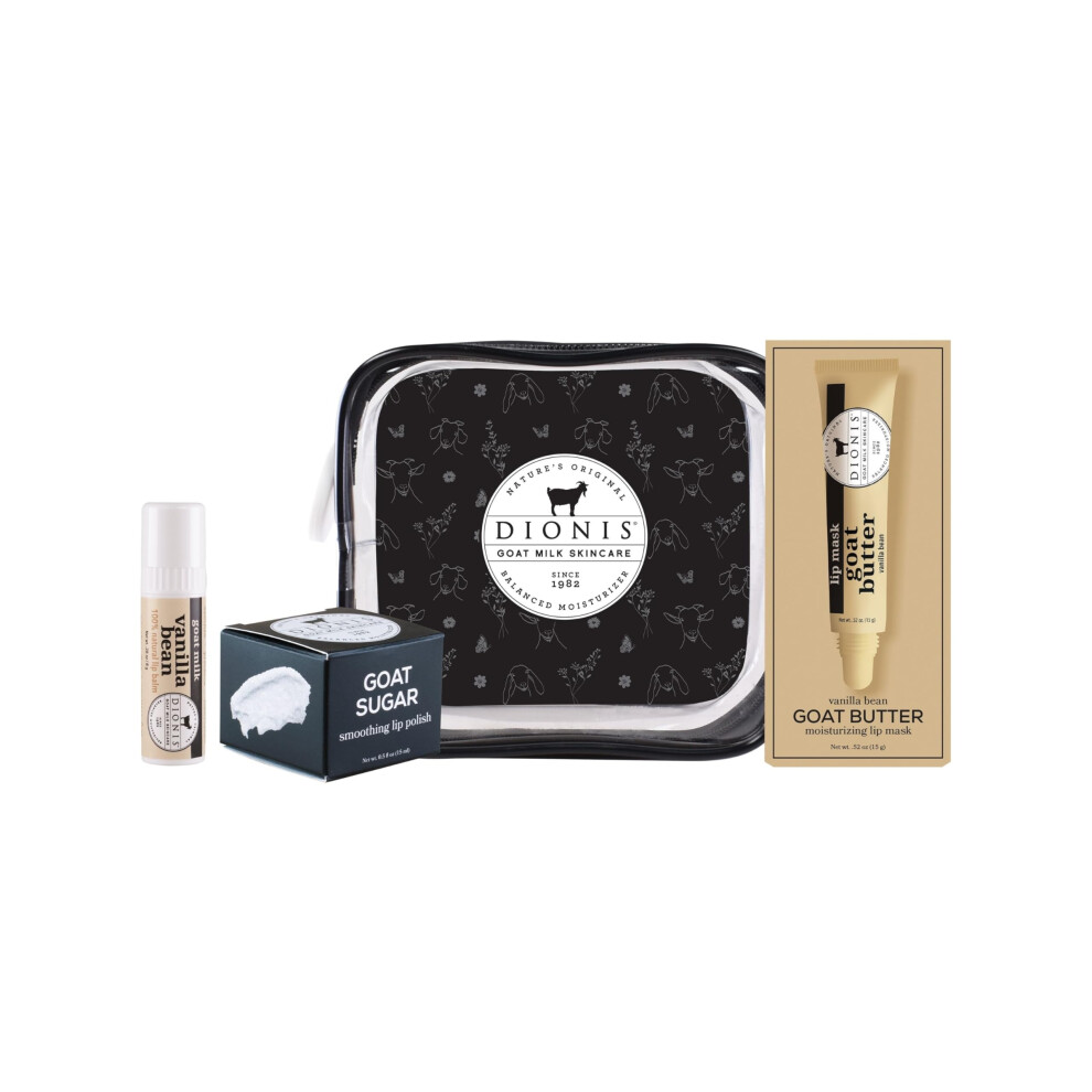 Dionis Goat Butter Overnight Lip Mask & Lip Balm Kit - Goat Milk Jojoba & Moringa Oils Moisturize & Repair Chapped Lips Overnight While Lip Balm