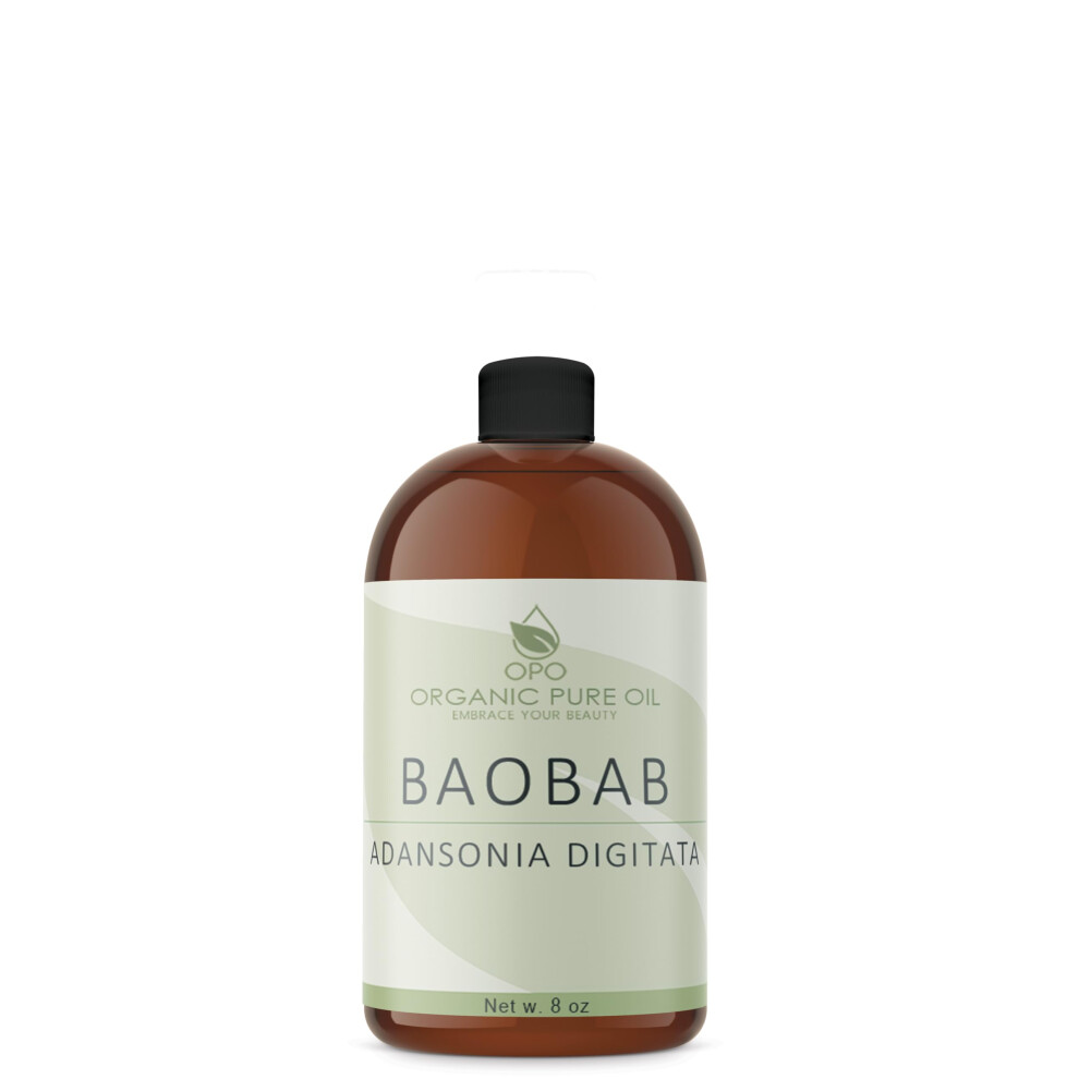 Opo Baobab Oil - Pure 8 Oz Cold Pressed Unrefined Vegan Non Gmo Bulk Carrier Oil For Hair Skin Face Body Pain Nourishing Natural Moisturizer