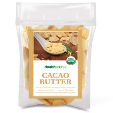 Manteca de Cacao Orgánica Healthworks - 16 Oz / 1 Lb - Certificada USDA de Perú - Sin Refinar, Sin Olores