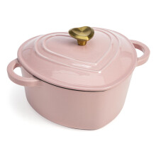 Paris Hilton Emailleren Gietijzeren Hartvormige Dutch Oven met Deksel, 4-Quart, Roze