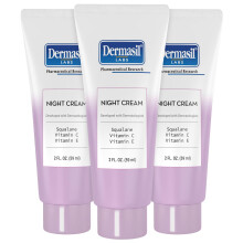 Crème de Nuit Dermasil 3-Pack - Hydratant Anti-Âge avec Squalane, Acide Hyaluronique, Vitamine C, Vitamine E, 2 Oz Ch.