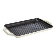 Country Living Enameled Cast Iron Grill Pan  Family Sized Rectangular Griddle  Durable Indoor and Outdoor Cookware  17"""" x 9.5""""  Cream