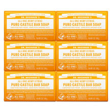 Dr. Bronner's - Pure-Castile brszappan (5 uncia citrusflk 6-os kiszerelsben) - Organikus olajokbl kszlt arcra, testre s hajra gyengd s hidr