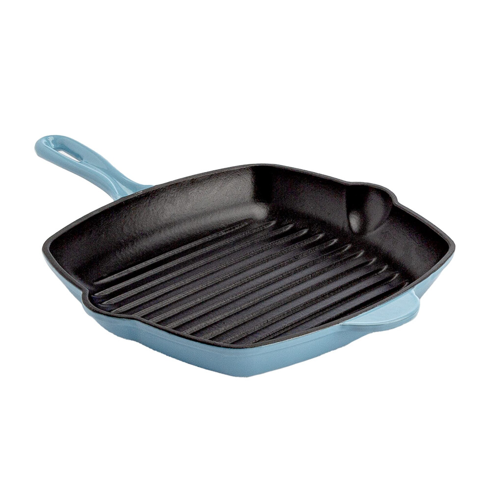 Country Living Enameled Cast Iron Square Griddle Grill Pan with Ridges  Helper Handle and Pouring Spouts for Easy Draining  Indoor Grilling Skill-image-OPC-PHTGGMR-NEW
