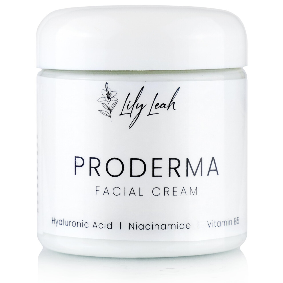 Lilyleah Cream Proderma Unscented Facial - Hyaluronic Acid Niacinamide Vitamin B5 Squalane Betaine - 8 Oz