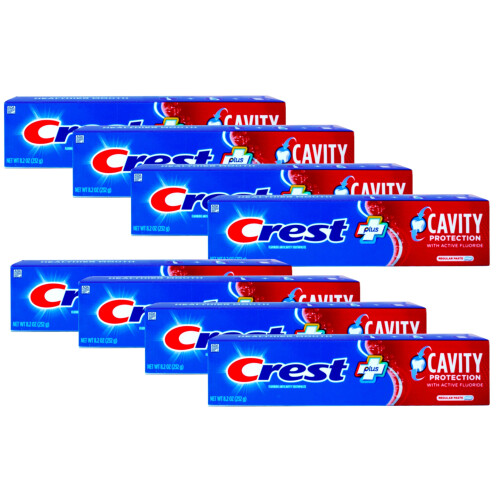 Crest Crest Fluoride Cavity Protection Toothpaste 8.2 Ounce Regular Paste  Bulk Toothpaste  Prevents Cavities Before They Start (8 Pack)