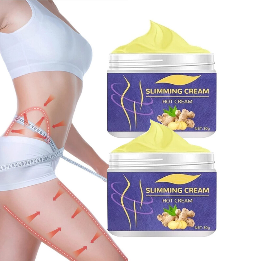 Grospe Cream 2Pcs Ginger Slimming Belly Firming Navel Arm Leg Belly Fat Burning Weight Loss Skin Firming Moisturizing Massage Gel For Cel