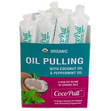 CocoPull - Biologische Olie Trekking 14 Zakjes met Kokosnoot- en Pepermuntolie voor Gezonde Tanden en Tandvlees