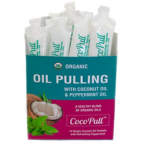 CocoPull - Olio di Cocco e Menta per Igiene Orale, 14 Bustine per Denti e Gengive Sani