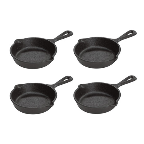 Lodge Conjunto de frigideira de ferro fundido pr-temperado de 3,5 polegadas para acompanhamentos ou sobremesas (conjunto de 4)