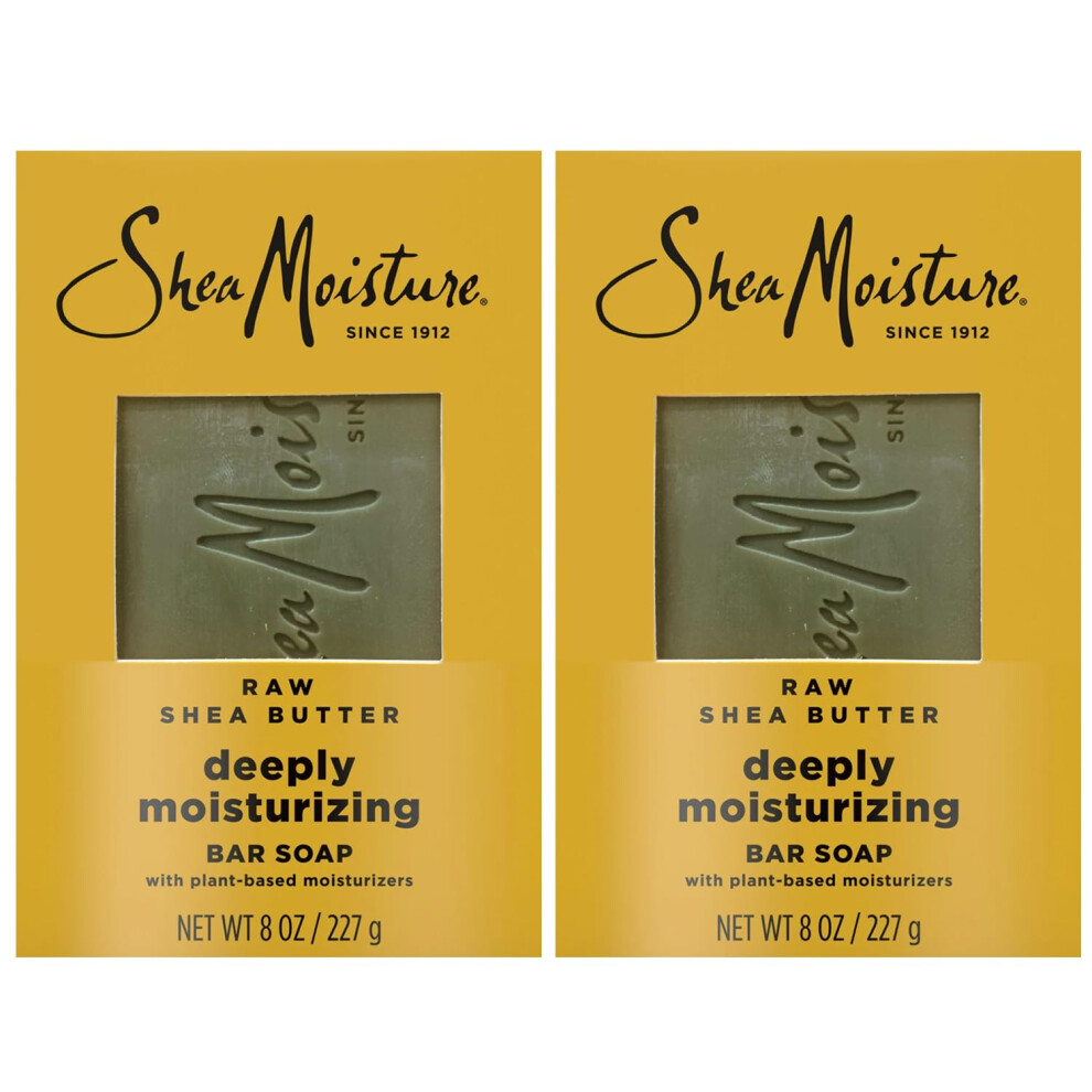 SheaMoisture Bar Soap Raw Shea Butter - Deeply Moisturizing Body Wash Bar Soap with Plant-Based Moisturizers - Cleans and Moisturize Dry Skin - 8