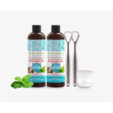 Huile de Tirage à la Menthe Coco, 237ml Blanchiment Dentaire Naturel, Bain de Bouche Ayurvédique