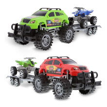 Caminhes monstro movidos a frico Mozlly com reboques de reboque ATV SUV - 2 conjuntos de brinquedos de caminho monstro com reboques de reboqu