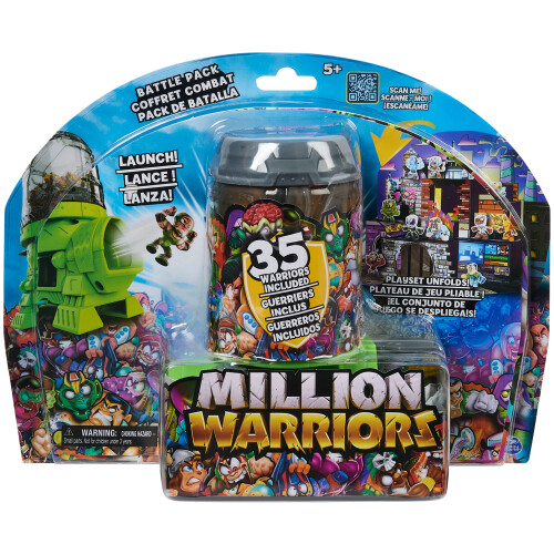 Monster Jam Pacchetto di Battaglia Million Warriors con 35 Figure, Lanciatore e Playset