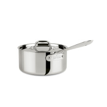 All-Clad D3 3-Ply Stainless Steel Sauce Pan with Lid 3 Quart Induction Oven Broiler Safe 600F Multipurpose Compatible w/ All Cooktops For Re