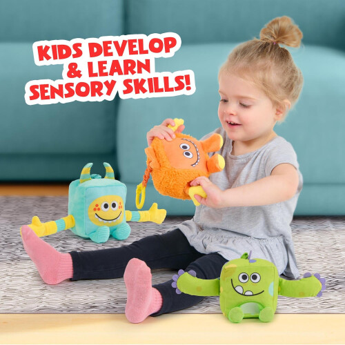 Super Simple WowWee Sensory Plush Monsters Dewey (Orange) with 5+ Sensory Features (Ages 0+) 1