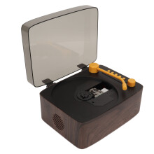 Bluetooth CD Player HiFi Stereo Portable CD Music Player with Remote Control Dust Cover Wood Grain Color