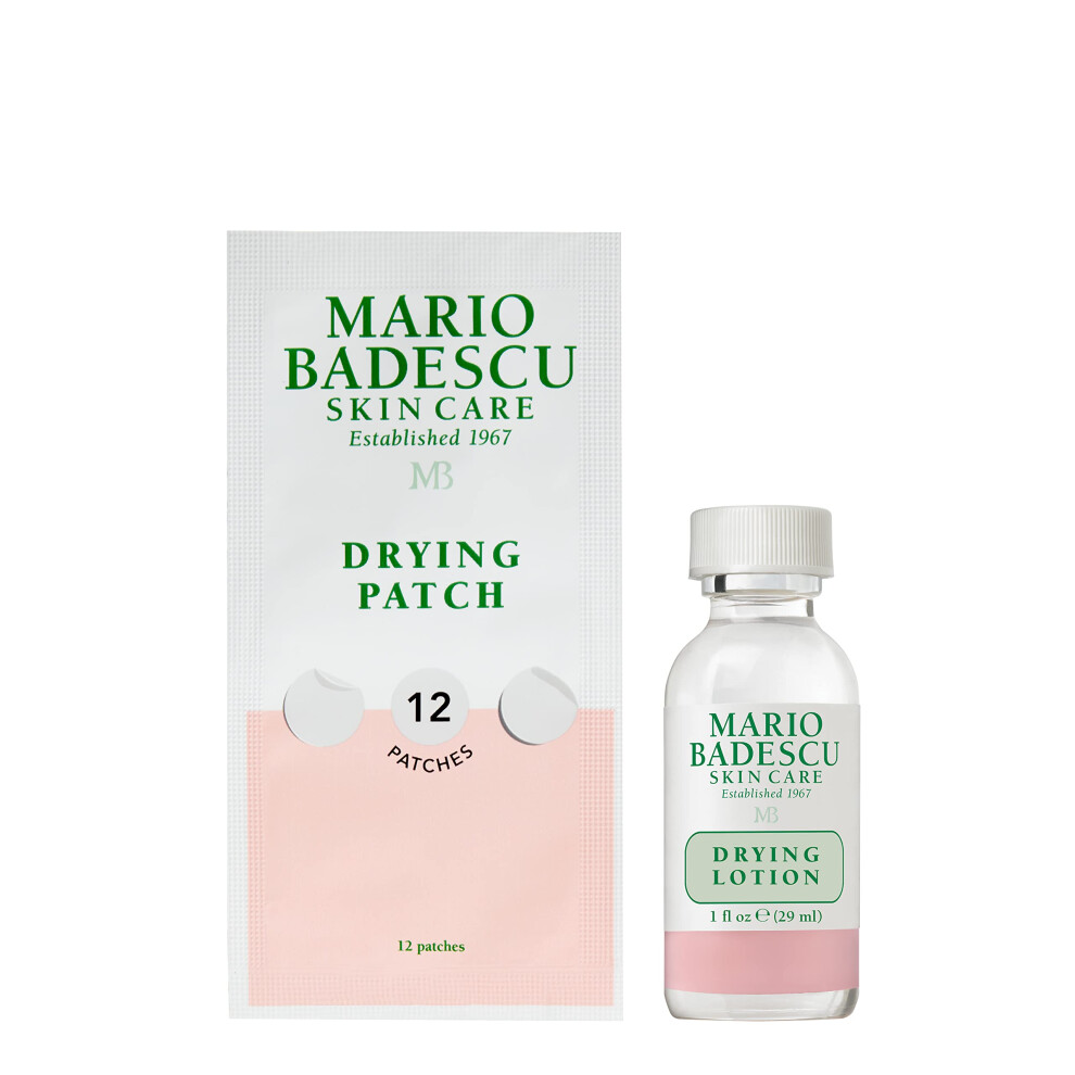 Mario Badescu AM/PM Blemish Kit  Includes Drying Lotion Spot Treatment with Salicylic Acid and Sulfur (1 Fl Oz) AND Drying Patch Facial Stickers