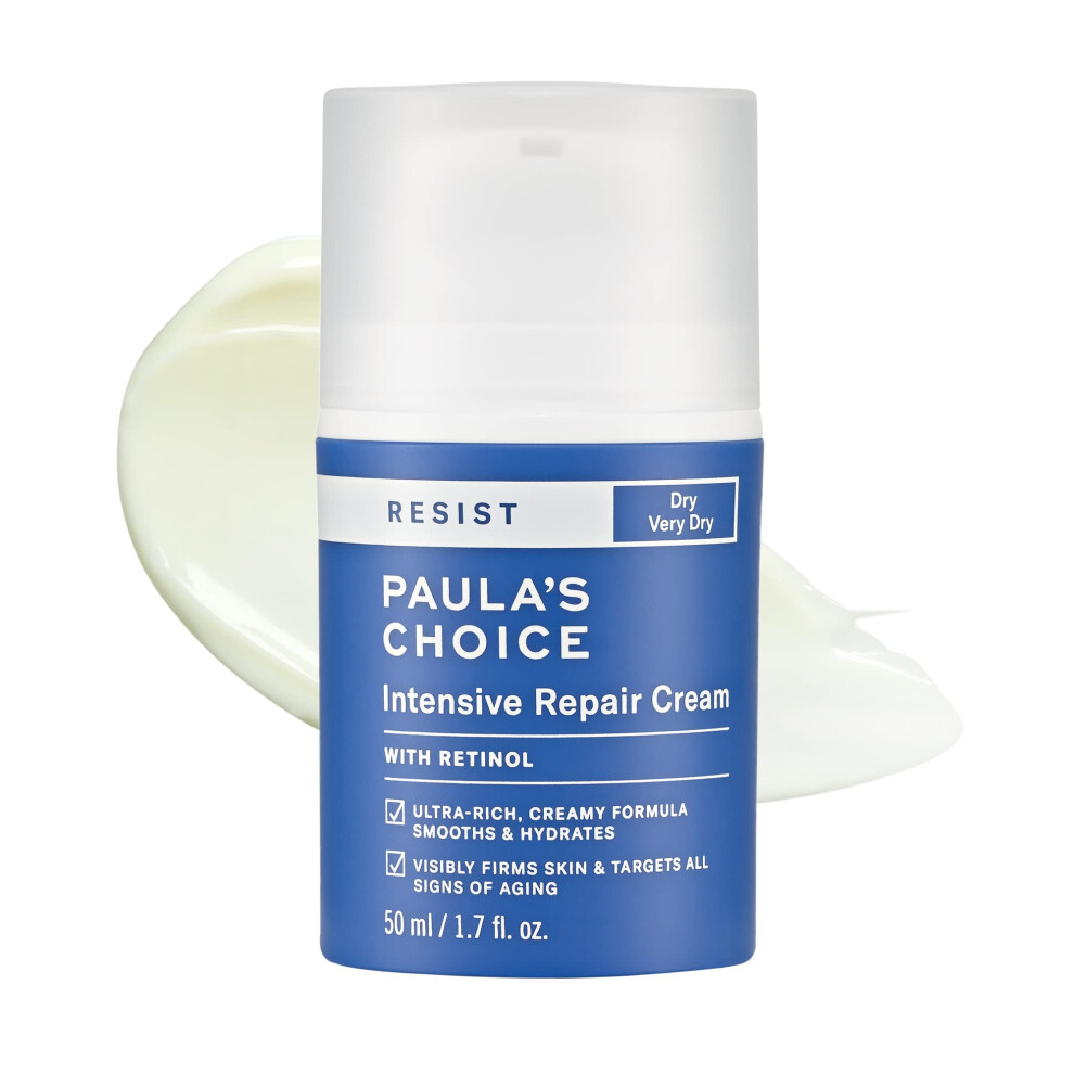 Paula's Choice RESIST Intensive Repair Cream with Retinol  Hyaluronic Acid & Jojoba  Concentrated Anti-Aging Moisturizer for Dry  Chapped Skin  1