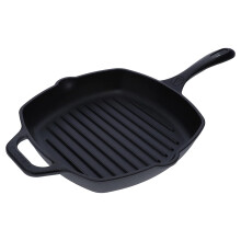 Victoria Cast Iron Grill Pan Square Grill Pan Cast Iron Griddle Pan Seasoned with 100% Kosher-Certified Non-GMO Flaxseed Oil Black