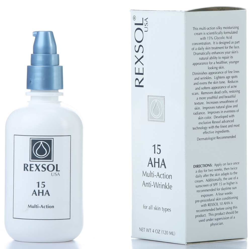 Rexsol Cream 15 Aha Multi-Action Anti-Wrinkle | With Vitamin E Algae Extract Ginseng Extract Calendula Extract Caviar Extract | Diminishes Ap