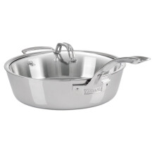 Viking Culinary Contemporary 3-Ply Stainless Steel Saut? Pan  4.8 Quart  Includes Glass Lid  Dishwasher  Oven Safe  Works on All Cooktops includi