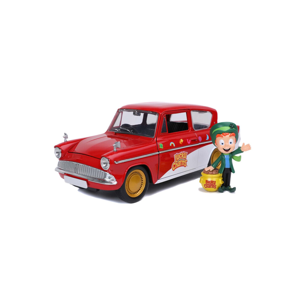 Photos - Toy Car Jada 1:24 Diecast Lucky Charms 1959 Ford Anglia with Lucky theLepruchan Figure 32200 