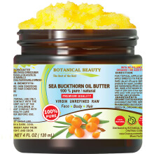 Botanical Beauty Sanddornlbutter, rein, natrlich, jungfrulich, unraffiniert, roh, 4 Fl. Oz.- 120 ml fr GESICHT, HAUT, KRPER, HAARE, NGEL, Vitam