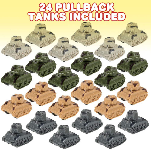 Mini tanques pullback ArtCreativity (pacote com 24) Brinquedos divertidos do exrcito, veculos militares com mecanismo de pullback, lembrancinha 1