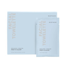 NuFACE Prep-N-Glow Facial Towelettes - 2-in-1 Exfoliating + Cleansing Makeup Remover Wipes Hyaluronic Acid Travel Face Wipes to Hydrate & Bright