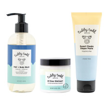 TUBBY TODD Baby Bundle vastasyntyneiden ihonhoitosetti - Hypoallergeeniset hiukset + vartalonpesuaine, jossa on kolloidista kaurapuuroa Sweet Cheeks