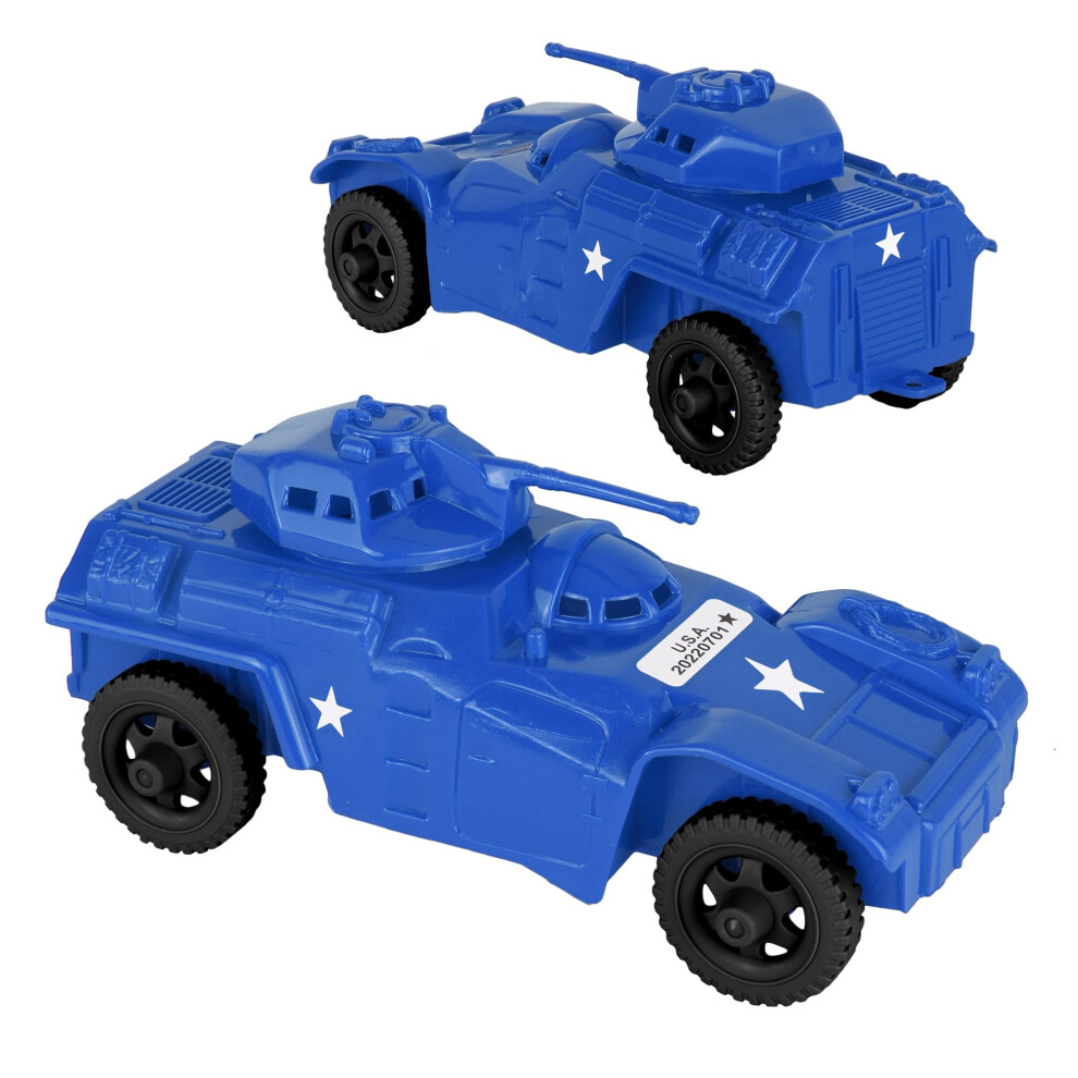 Tim Mee Toy Timmee Recon Patrol Armored Cars - Plastic Army Men Scout Vehicles Blue