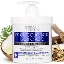 Cliniques avancees 10% d'acide glycolique + acide lactique Lotion de soins de la peau de la peau | AHA exfoliant la creme corporelle de la gamme