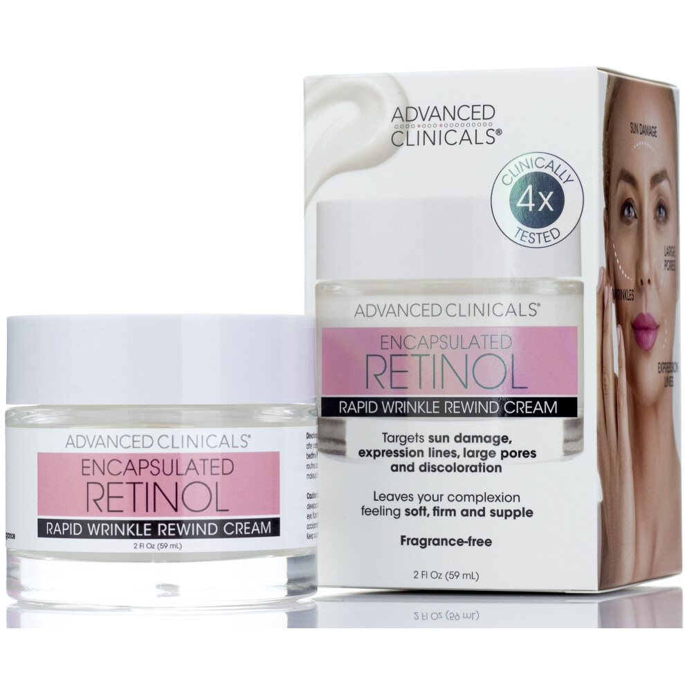 Advanced Clinicals Encapsulated Retinol Face Cream Moisturizer Facial Lotion Helps Diminish Wrinkles, Crepey Skin, & Age Spots, Fragrance Free Anti Ag