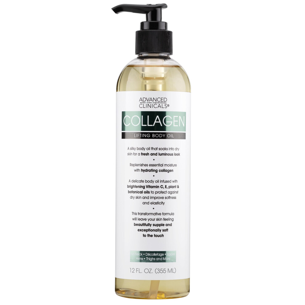Cliniques Avanc Es Advanced Clinicals Collagen Body Oil Skin Care Moisturizer W/Vitamin E & Vitamin C - Tightening Firming & Hydrating Massage Collagen Oil For Wr