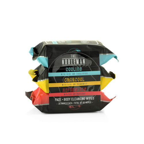 Men's Assorted Cleansing Wipes- Cooling/Charcoal/Refreshing - 3 Pack (90ct) 1