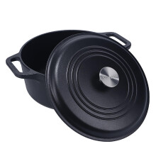 Victoria 6-Quart Cast Iron Dutch Oven with Lid and Dual Loop Handles Seasoned with Flaxseed Oil Made in Colombia Black