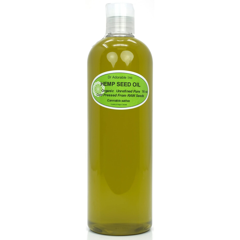 Dr Adorable - 16 Oz - Hemp Seed Oil Unrefined - 100% Pure Natural Cold Pressed Organic