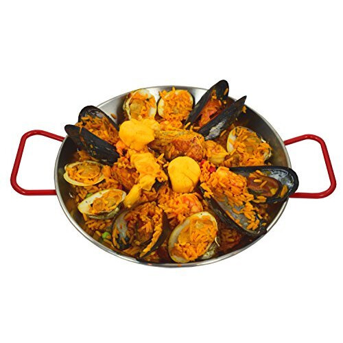 SUNRISE Kitchen Supply Stainless Steel Paella Pan with Red Handle (10"""") 1