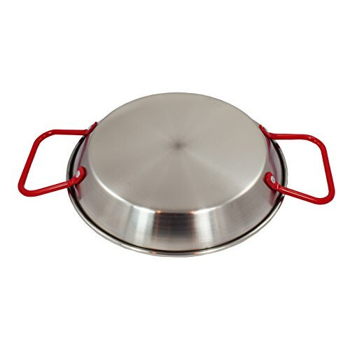 SUNRISE Kitchen Supply Stainless Steel Paella Pan with Red Handle (10"""") 2