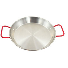 SUNRISE Kitchen Supply Stainless Steel Paella Pan with Red Handle (10"""")