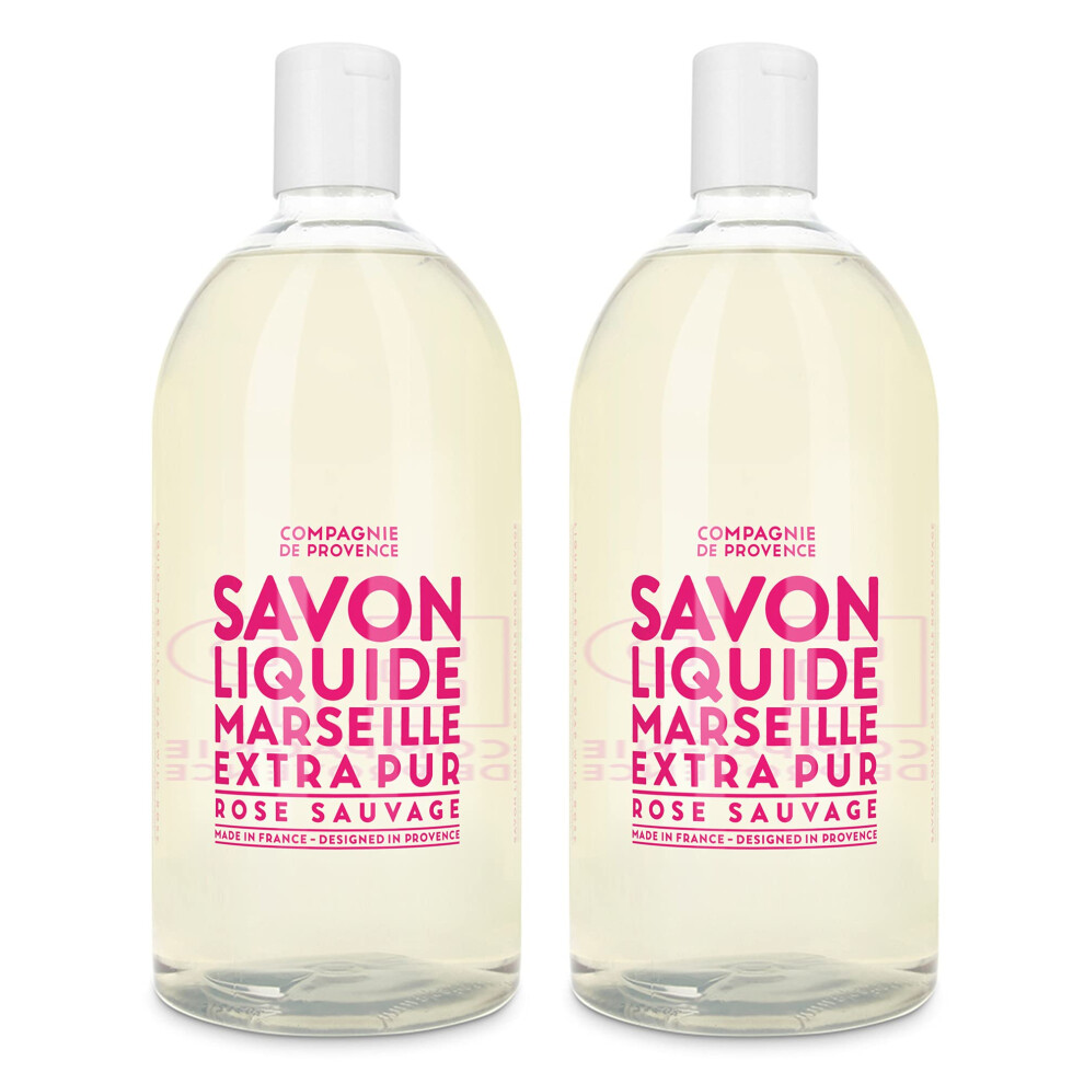 La Compagnie De Prov Compagnie De Provence Savon De Marseille Extra Pure Liquid Soap - Wild Rose - Bulk 67.6 Fl Oz Plastic Bottle Refill
