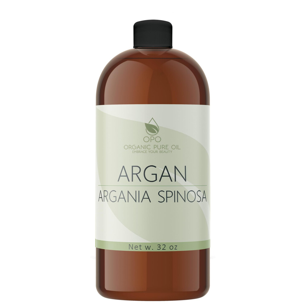 Opo Deodorized Argan Oil - 32 Oz - Pure Morocco Partially Filtered Unscented Non Gmo Vegan Bulk Carrier Oil Skin Hair Face Body Hydrating Nourish