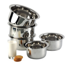 Vinod Sandwich Bottom Stainless Steel Tope Set of 5 without lid 0.8 1 1.4 1.8 and 2.2 litres Patila/Bhagona Set Induction & Gas Base 2 Year