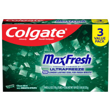 Colgate Max Fresh mit Whitening-Zahnpasta mit Mini-Atemstreifen, Clean Mint-Zahnpasta gegen Mundgeruch, 170 ml Tube, 3er-Pack