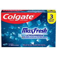 Colgate Max Fresh mit Whitening-Zahnpasta mit Mini-Atemstreifen, Cool Mint-Zahnpasta gegen Mundgeruch, 170 ml Tube, 3er-Pack